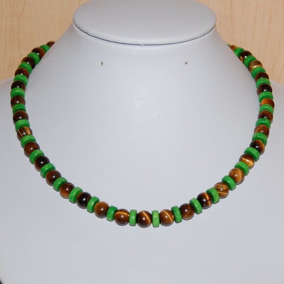Tiger Eye Necklace,Tiger Eye Gemstone Necklace,8mm Gemstone Beads,Man,Woman - Picture 1 of 3